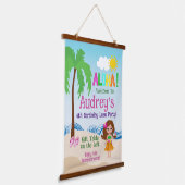 アロハルアウ（ハワイ式宴会）誕生日 吊り下げ型タペストリー (傾斜あり)