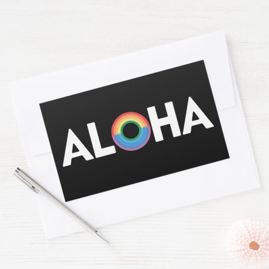 アロハレインボーアイランドハワイプライドLGBTQ 長方形シール (封筒)