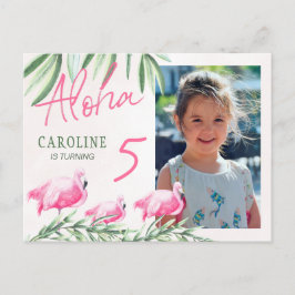 アロハレッツフラミングルトロピカルフォト誕生日パーティー ポストカード