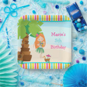 アロハレッドヘアガールパーティー ペーパープレート (パーティー)