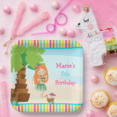 アロハレッドヘアガールパーティー ペーパープレート (パーティー)