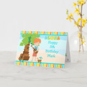 アロハレッドヘアボーイ誕生日 カード (黄色い花)