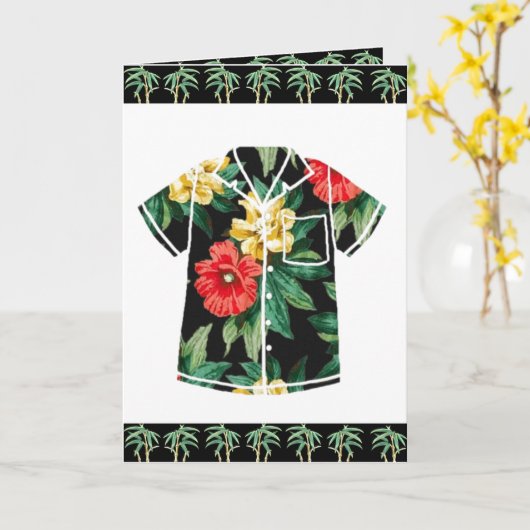 アロハヴィンテージハワイアンシャツグリーティングカード1 カード (黄色い花)