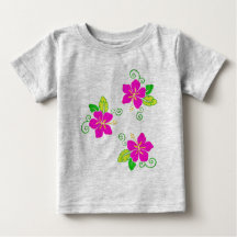 アロハ刺繍ルックピンクハワイアンフラワー