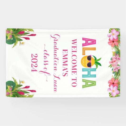 アロハ卒業ルアウ(ハワイ式宴会)クラスOf 2024 横断幕 (横)