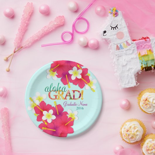 アロハ卒業生のハワイのルアウ（ハワイ式宴会）のプレート ペーパープレート (パーティー)