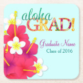 アロハ卒業生のハワイのルアウ（ハワイ式宴会） -コースター スクエアペーパーコースター (正面)