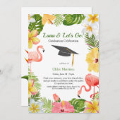 アロハ卒業証書!熱帯性卒業プールパーティー 招待状 (正面/裏面)