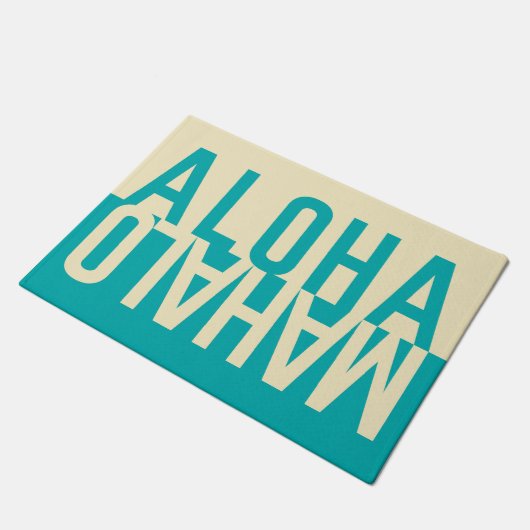 アロハ及びMahalo (Seafoam) ドアマット (アングル)