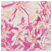 アロハ州の熱帯水彩画の花柄 ファブリック (クローズアップ)