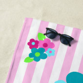 アロハ意味ハローハワイアンフローラ – ピンク ビーチタオル (インサイチュ)