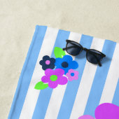 アロハ意味ハローハワイアンフローラ – 青 ビーチタオル (インサイチュ)