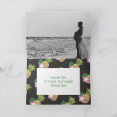 アロハ明るいピンク及び緑の熱帯パイナップル写真 サンキューカード (内部)