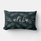アロハ書道台本ネイビーパイナップルパターン ランバークッション (正面)