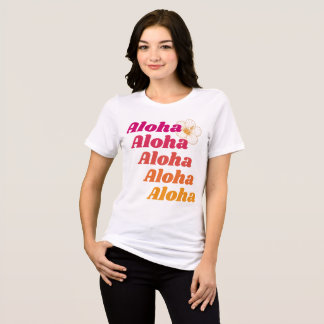 アロハ柄 ハイビスカス ピンク オレンジ ハワイ フローラル トライブレンドTシャツ