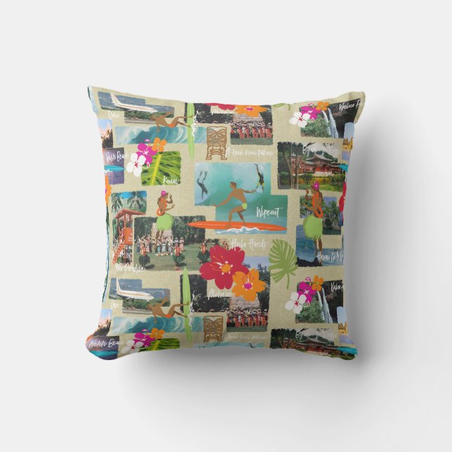 アロハ楽園のハワイのヴィンテージの郵便はがき アウトドアクッション (正面)
