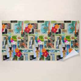 アロハ楽園のハワイのヴィンテージの郵便はがき ビーチタオル