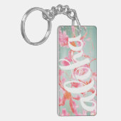 アロハ水彩画のプルメリアKeychain キーホルダー (正面左)