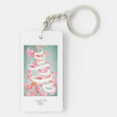 アロハ水彩画のプルメリアKeychain キーホルダー (裏面)