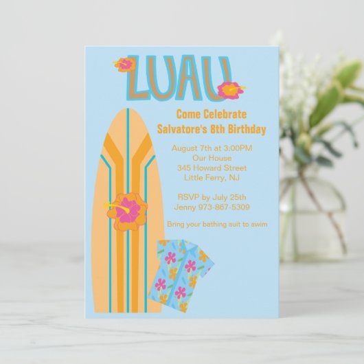 アロハ波板誕生日の招待状 招待状 (スタンド正面)