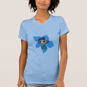 "アロハ淡いブルーの蜂蜜"の女性ティー Tシャツ