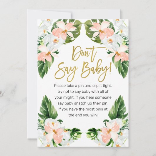 アロハ熱帯の赤ちゃんシャワーはベビーの徴候と言わない 招待状 (正面)