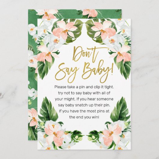 アロハ熱帯の赤ちゃんシャワーはベビーの徴候と言わない 招待状 (正面/裏面)