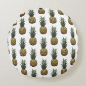 アロハ熱帯パイナップルパターン丸い枕 ラウンドクッション (正面)