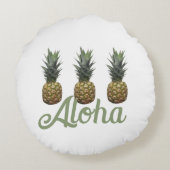 アロハ熱帯パイナップルパターン丸い枕 ラウンドクッション (裏面)