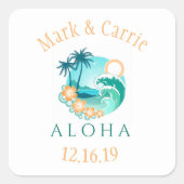 アロハ熱帯パーソナライズされた スクエアシール (正面)