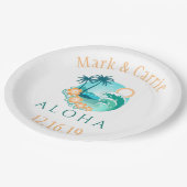 アロハ熱帯パーソナライズされた ペーパープレート (アングル)