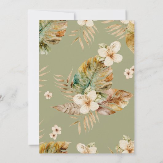 アロハ熱帯フローラの赤ちゃんシャワー 招待状 (裏面)