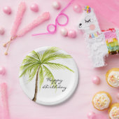 アロハ熱帯ヤシの木のビーチのハッピーバースデー ペーパープレート (パーティー)