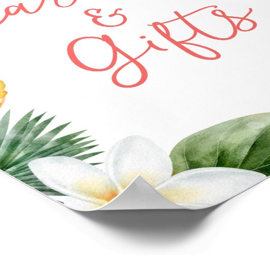 アロハ熱帯ルアウ（ハワイ式宴会）誕生日カードとギフトサイン ポスター (角)