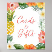 アロハ熱帯ルアウ(ハワイ式宴会)誕生日カードとギフトサイン ポスター (正面)