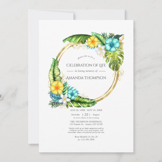 アロハ熱帯夏お祝いの写真 招待状 (正面)