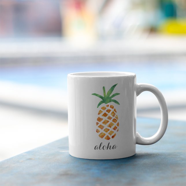 アロハ熱帯水色パイナップル コーヒーマグカップ