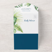 アロハ熱帯緑の赤ちゃんシャワーおむつラッフル オールインワン招待状 (外側)