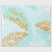 アロハ熱帯金ゴールドの金属ホイルの水のシュロの葉 ラッピングペーパー (フラット)