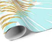 アロハ熱帯金ゴールドの金属ホイルの水のシュロの葉 ラッピングペーパー (ロールコーナー)