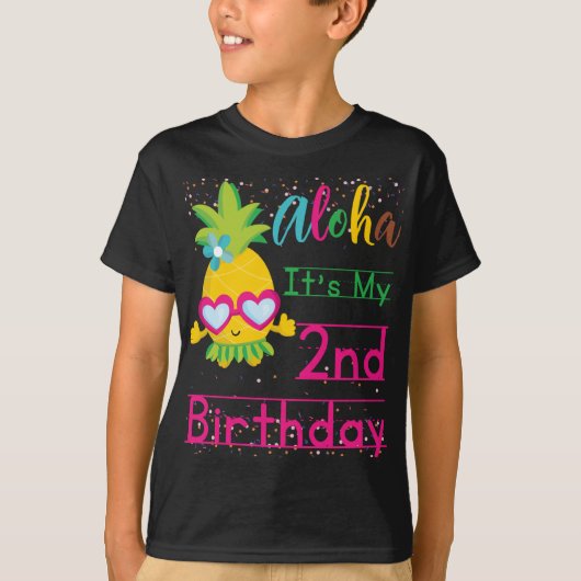 アロハ私の2回目の誕生日ハワイのサングラスフルーツ Tシャツ (正面)