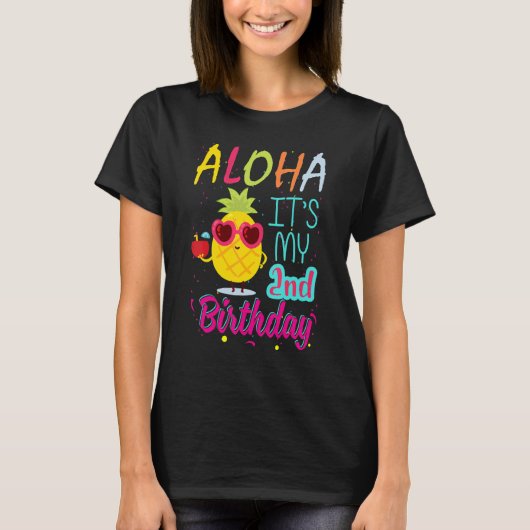 アロハ私の2歳の誕生日ハワイアン2年トドル Tシャツ (正面)