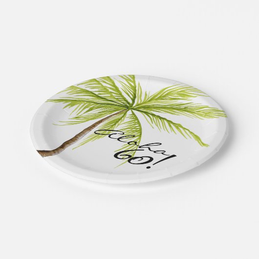 アロハ第60誕生日の大人のヤシの木のビーチのパーティー ペーパープレート (アングル)