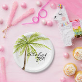 アロハ第70誕生日の大人のヤシの木のビーチのパーティー ペーパープレート (パーティー)