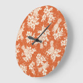 アロハ精神：ハイビスカス – パイナップル調和。 ラージ壁時計 (傾斜)