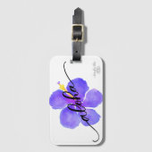 アロハ紫色のハイビスカスのバッグのラベル ラゲッジタグ (正面縦)