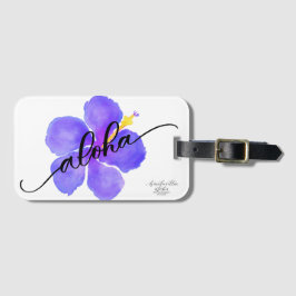 アロハ紫色のハイビスカスのバッグのラベル ラゲッジタグ