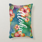 アロハ美しいハイビスカスフラワーパターンハワイ アクセントクッション (正面(垂直))