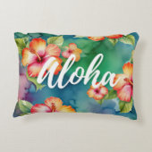 アロハ美しいハイビスカスフラワーパターンハワイ アクセントクッション (裏面)