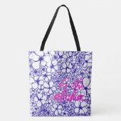 アロハ花の買物客の青いトートバックがあって下さい トートバッグ (正面)